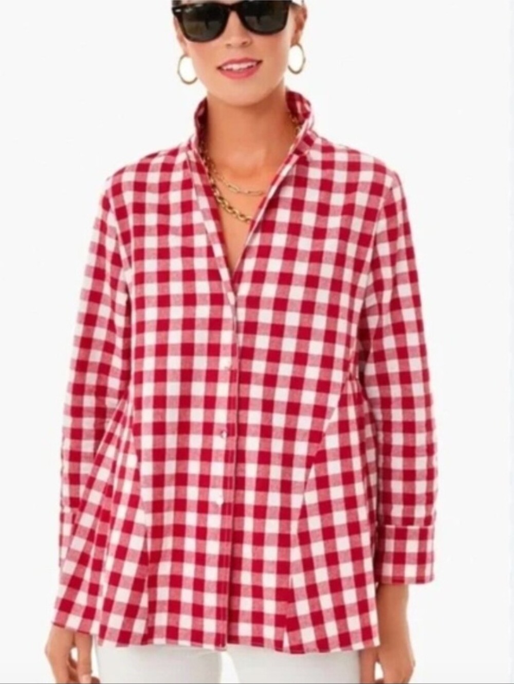 NEW Tuckernuck Pomander Place Red Cotton Plaid Gingham Top, L - Picture 2 of 11